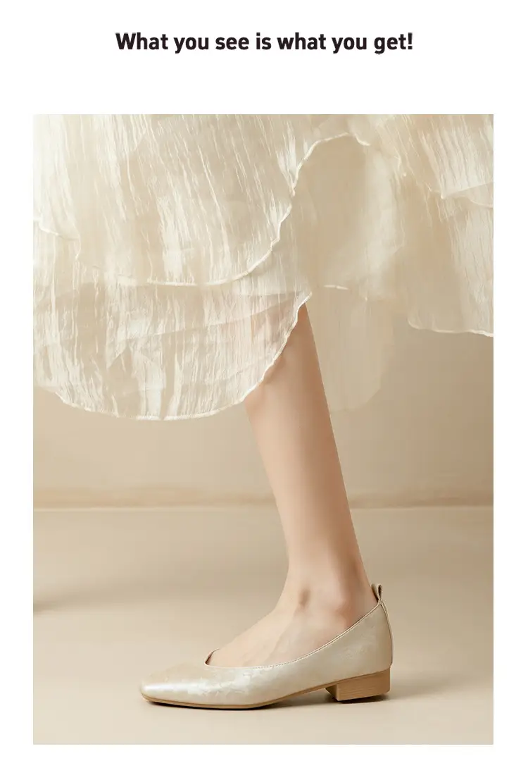 French Retro Single-layer Shoes All-match Korean Style Low Heel Shoes Artistic New Chinese Style Style Square Toe Soft Leather Milk Shoes — feature 40