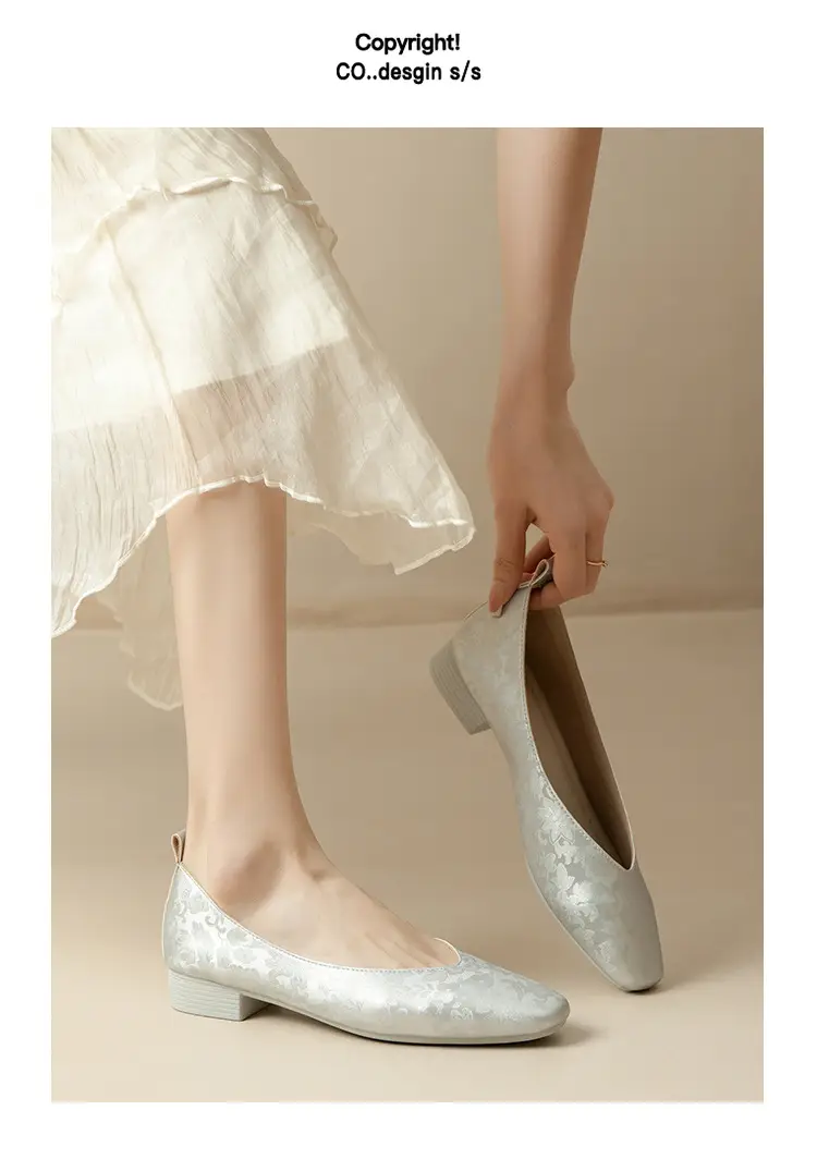 French Retro Single-layer Shoes All-match Korean Style Low Heel Shoes Artistic New Chinese Style Style Square Toe Soft Leather Milk Shoes — feature 45