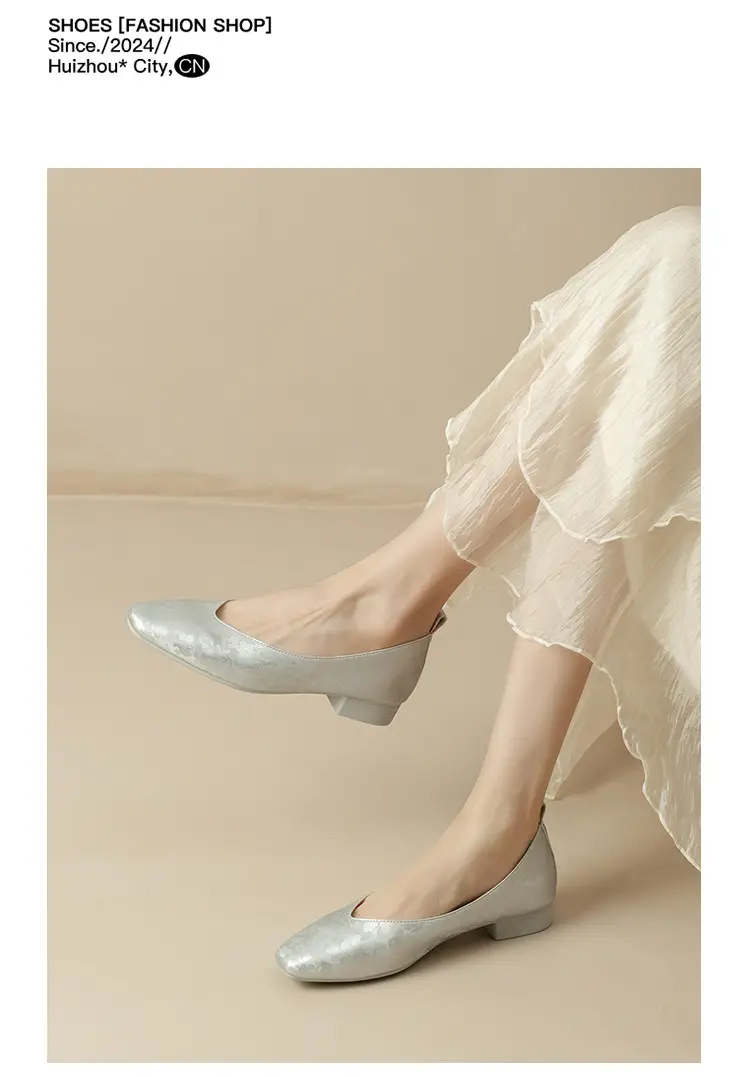 French Retro Single-layer Shoes All-match Korean Style Low Heel Shoes Artistic New Chinese Style Style Square Toe Soft Leather Milk Shoes — feature 47