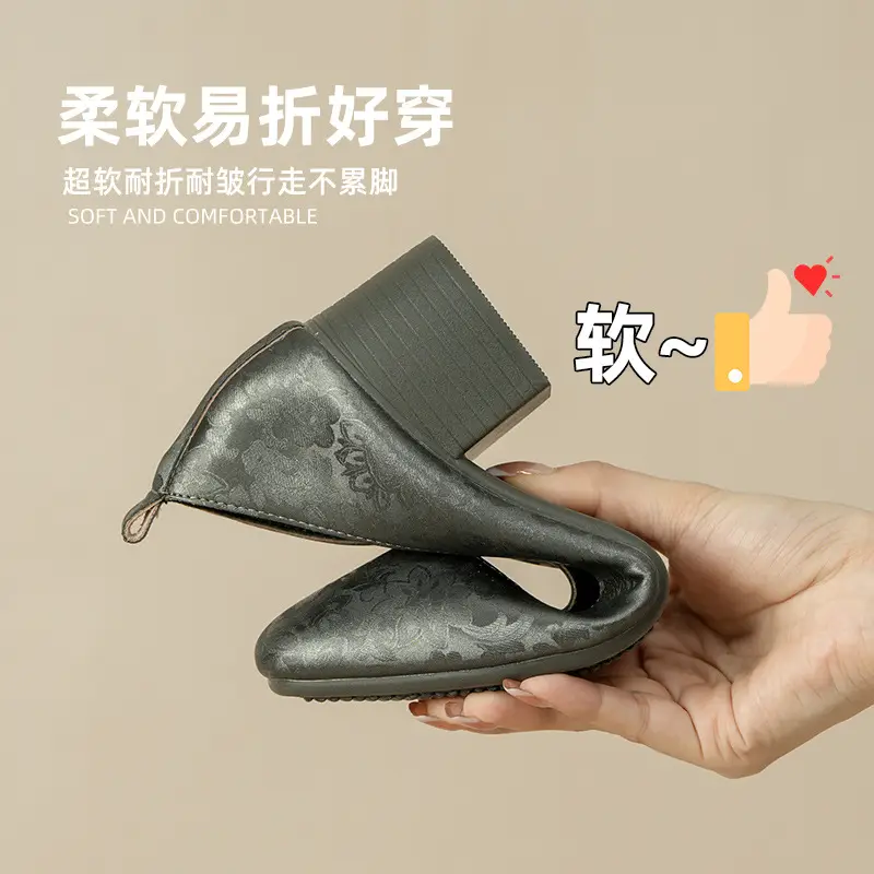French Retro Single-layer Shoes All-match Korean Style Low Heel Shoes Artistic New Chinese Style Style Square Toe Soft Leather Milk Shoes - Image 6