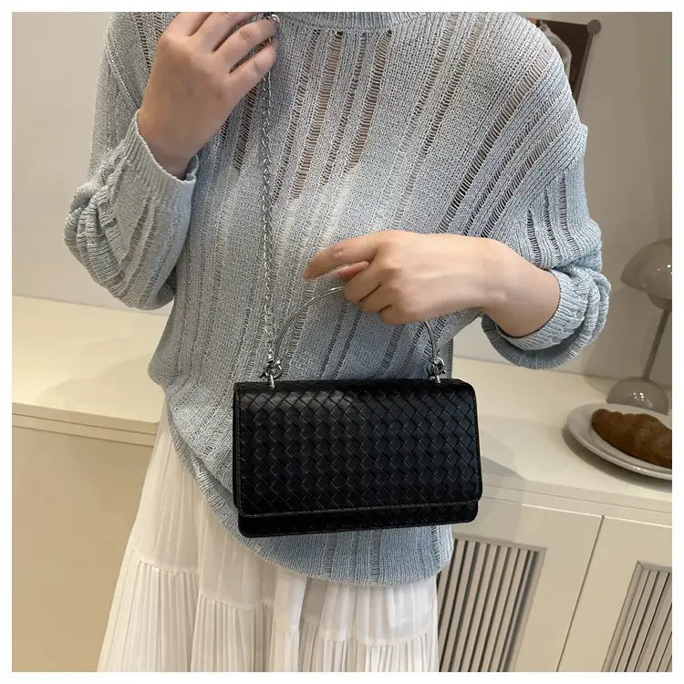 Black Bowknot Single Shoulder Bag with Pearl Chain — feature 19