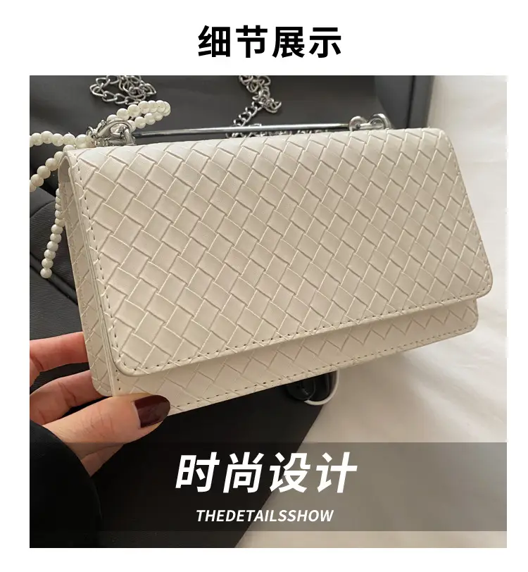 Black Bowknot Single Shoulder Bag with Pearl Chain — feature 3