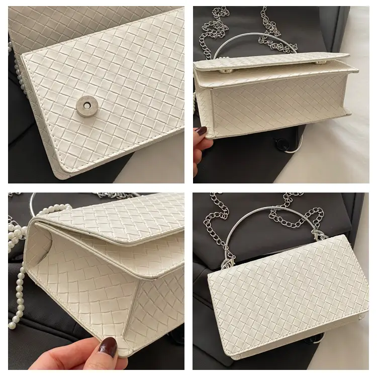 Black Bowknot Single Shoulder Bag with Pearl Chain — feature 7