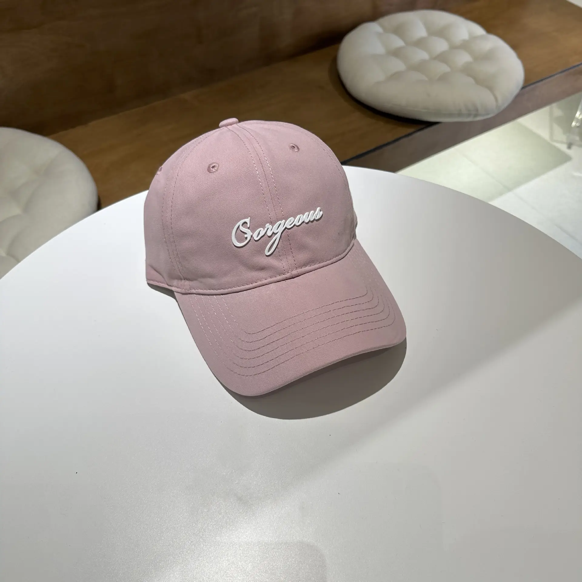 White K-Style Baseball Cap for Women with Letter Embroidery - Image 4