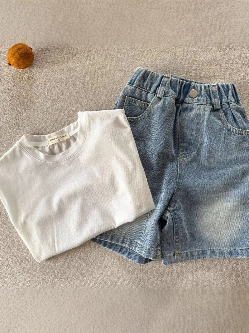 White Cotton Short Sleeve T-Shirt for Kids 2025 - Image 6