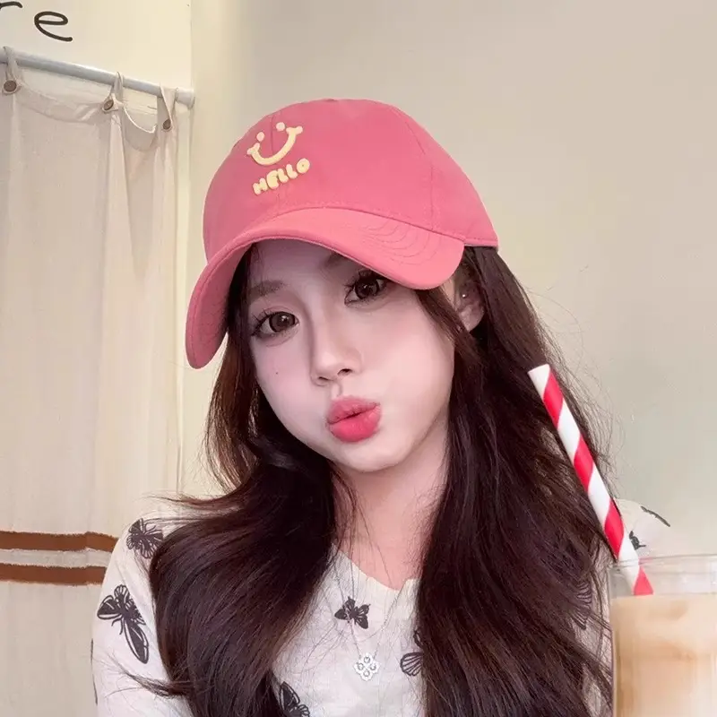 Women Purple Hello Face Baseball Cap 2025