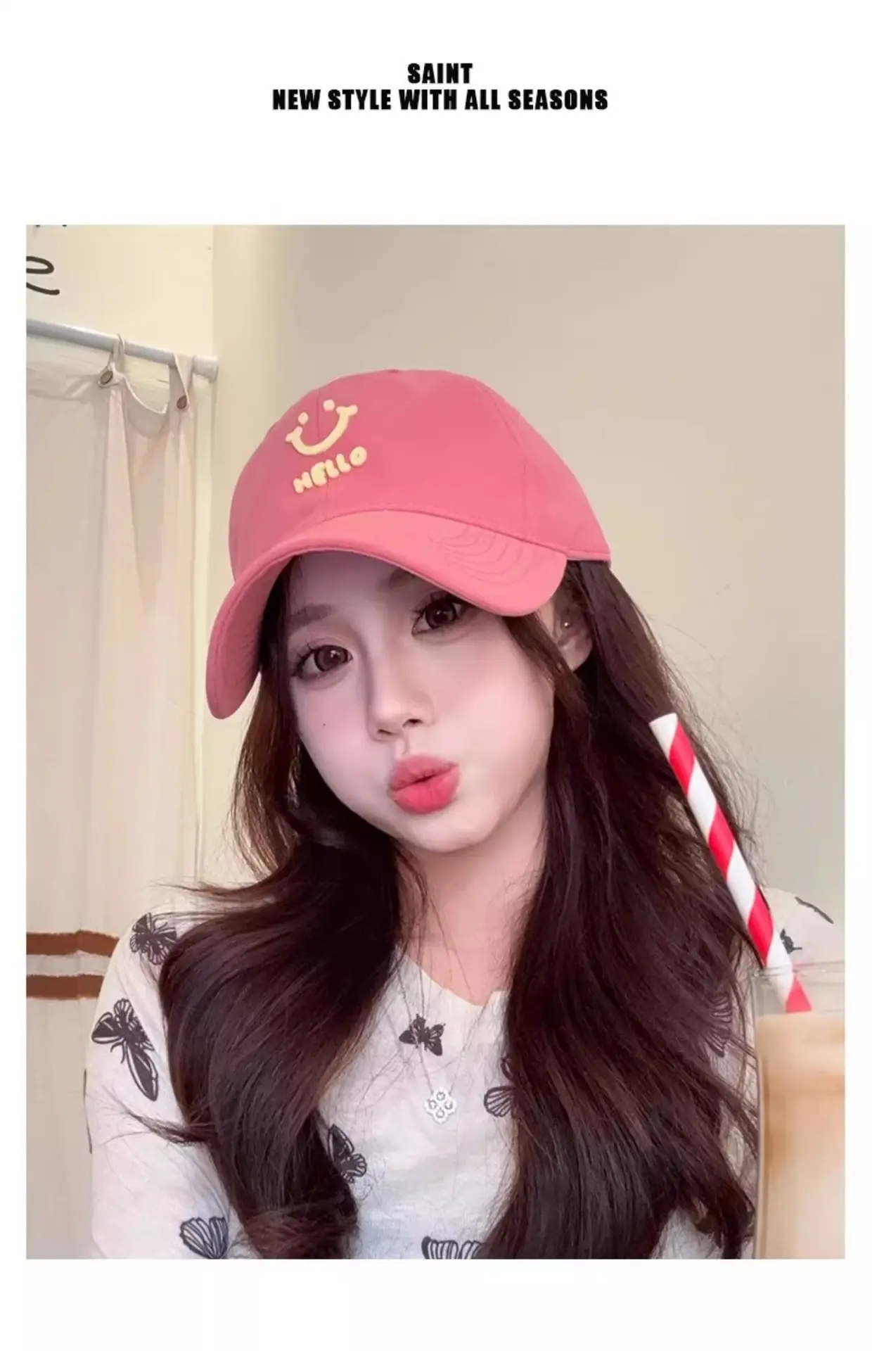 Women Purple Hello Face Baseball Cap 2025 — feature 1