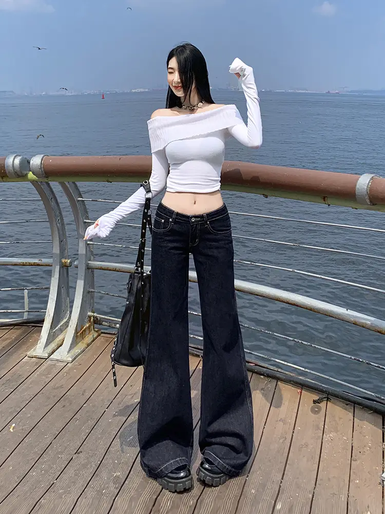 Dark Blue Loose Slimming Jeans for Women 2025 Spring Summer