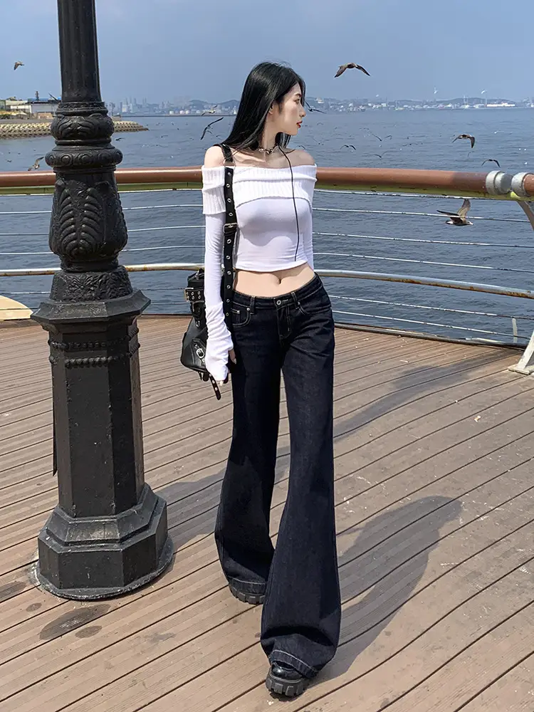 Dark Blue Loose Slimming Jeans for Women 2025 Spring Summer