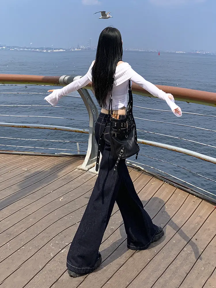 Dark Blue Loose Slimming Jeans for Women 2025 Spring Summer