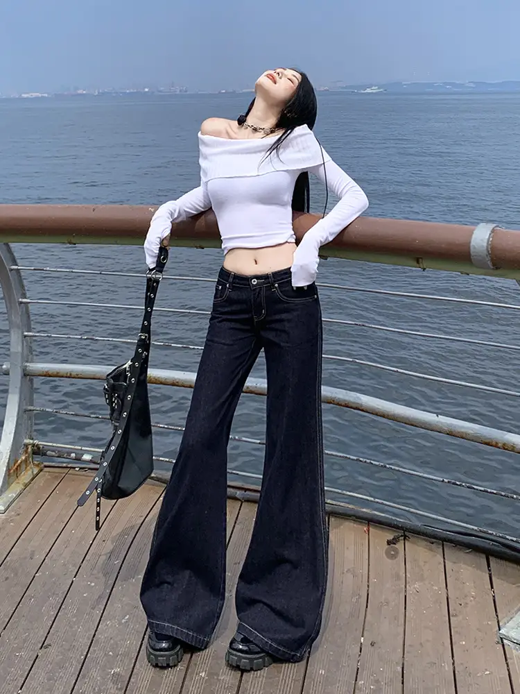 Dark Blue Loose Slimming Jeans for Women 2025 Spring Summer