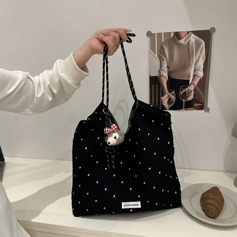 Women's Canvas Polka Dot Tote Bag 2025 - Image 10
