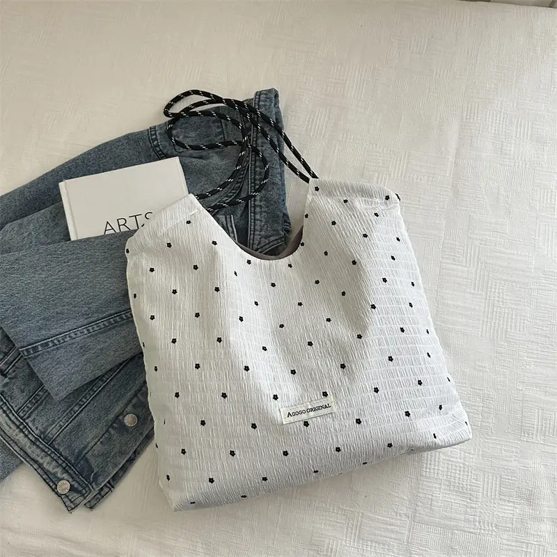 Women's Canvas Polka Dot Tote Bag 2025 - Image 3