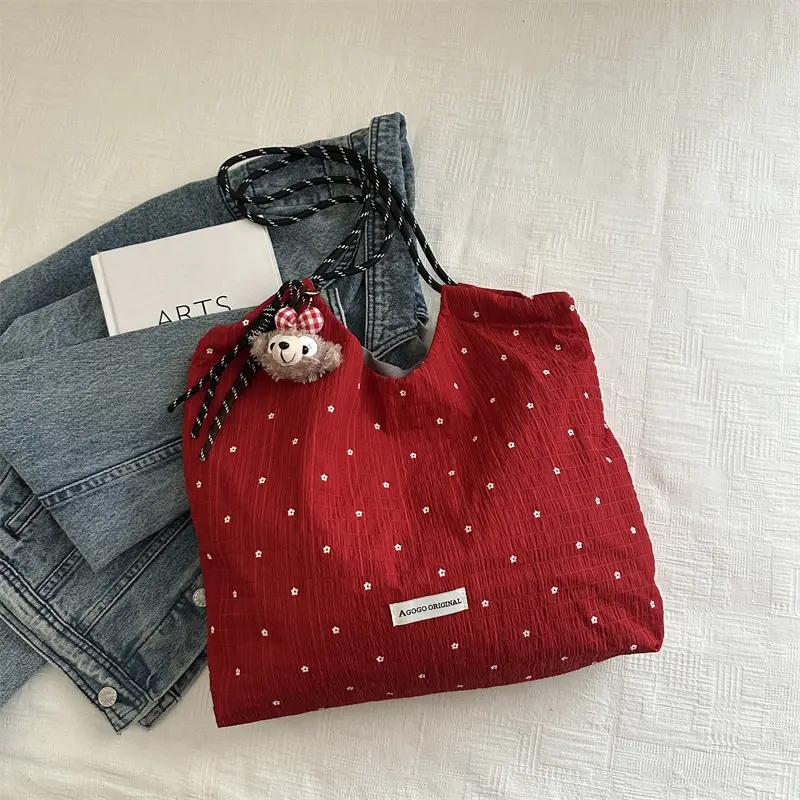 Women's Canvas Polka Dot Tote Bag 2025 - Image 5