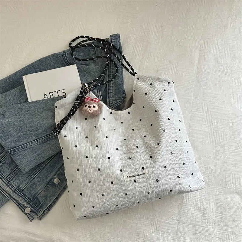 Women's Canvas Polka Dot Tote Bag 2025 - Image 6