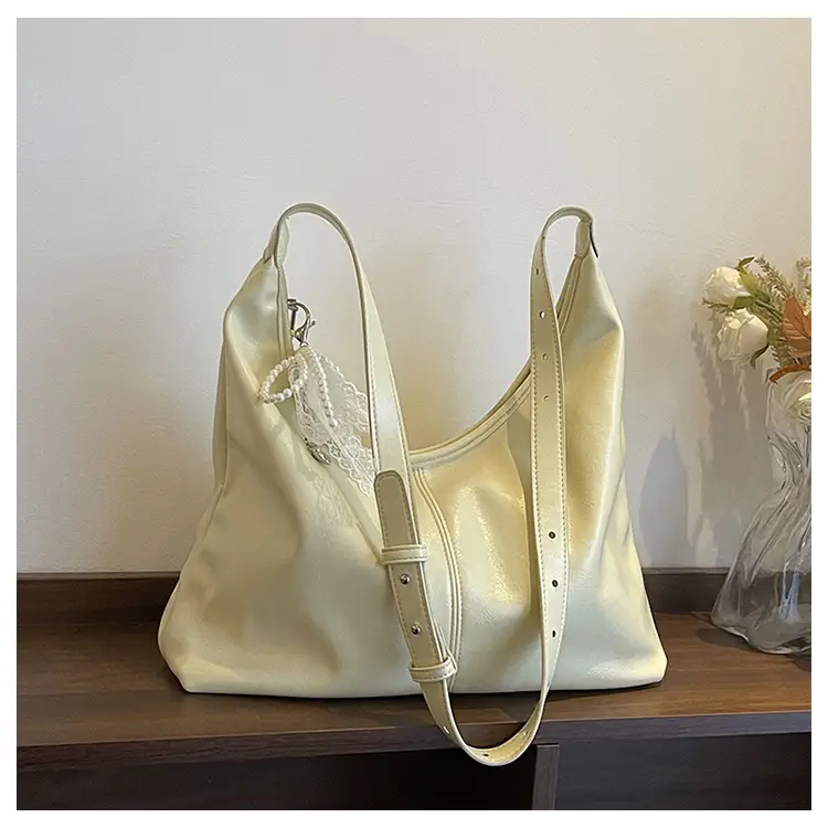 Women's Creamy Underarm Bag with Lace Bow — feature 20