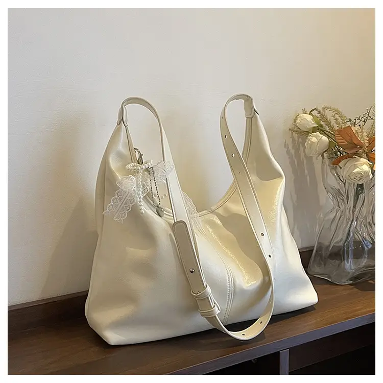 Women's Creamy Underarm Bag with Lace Bow — feature 27