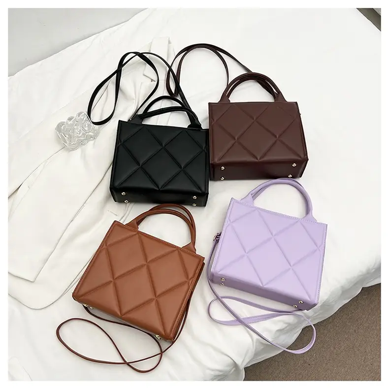 Black Rhombus Quilted Shoulder Bag for Women — feature 19