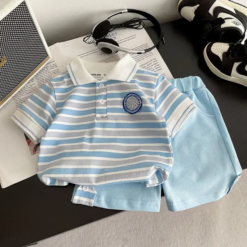 Baby Striped T-Shirt 2025 Boys Summer Two-Piece Set - Image 2