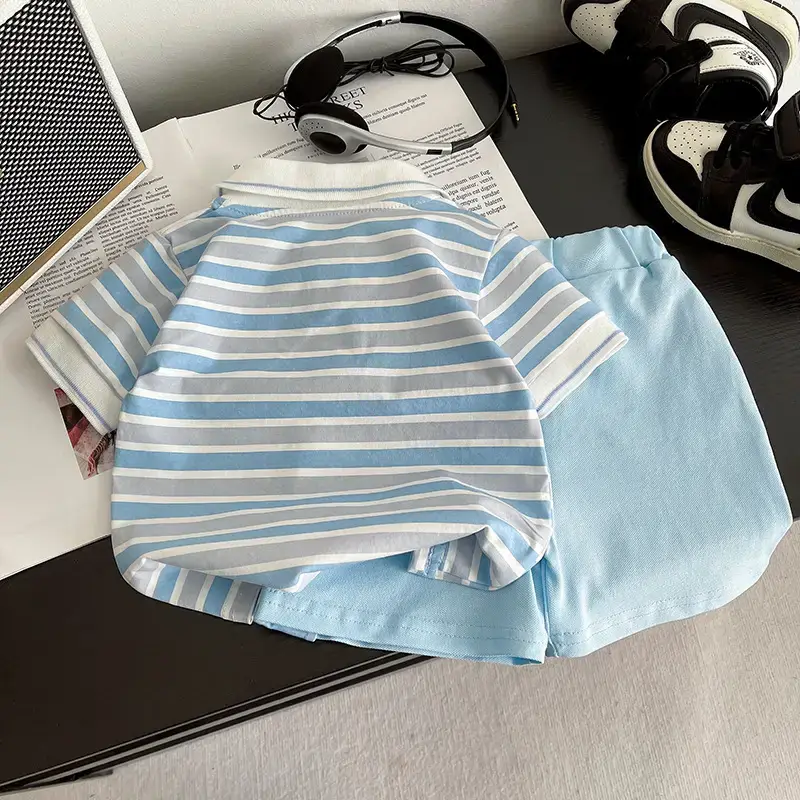Baby Striped T-Shirt 2025 Boys Summer Two-Piece Set - Image 4