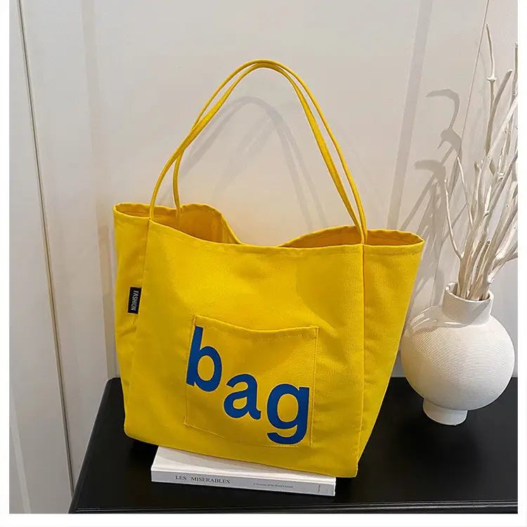 Women Canvas Tote Bag with "bag" Print - Image 6