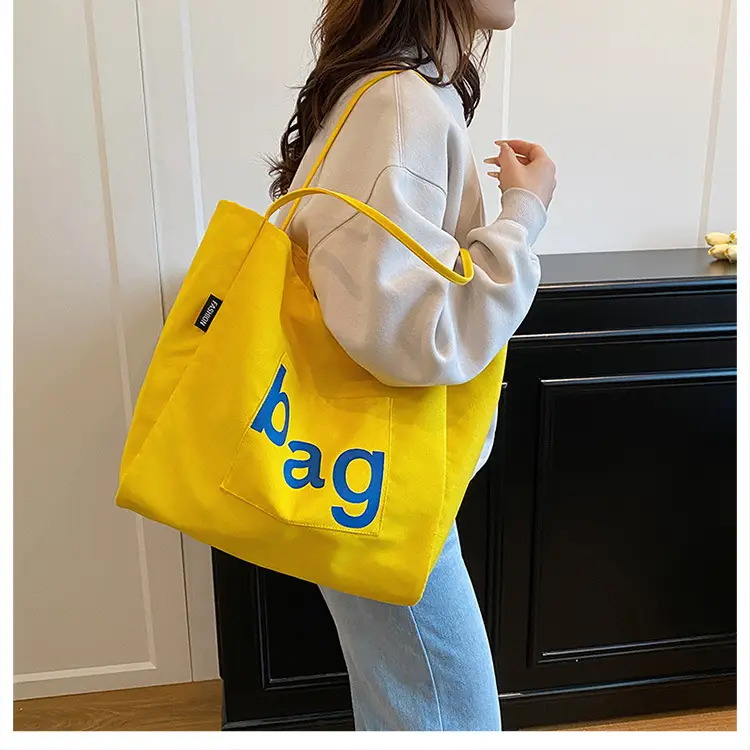 Women Canvas Tote Bag with "bag" Print - Image 7
