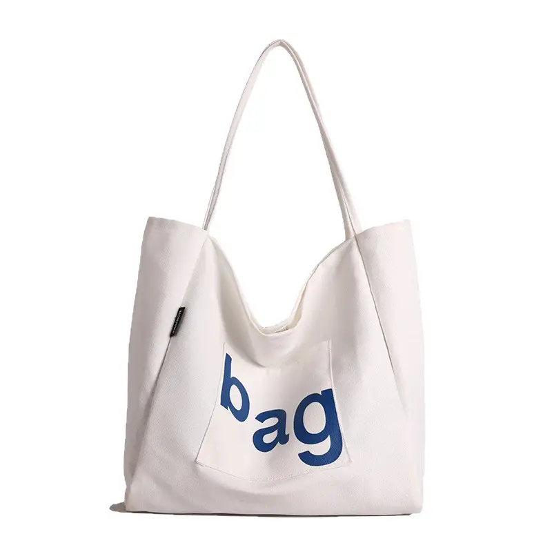 Women Canvas Tote Bag with "bag" Print - Image 9
