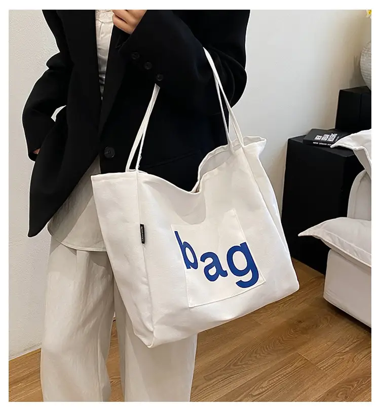 Women Canvas Tote Bag with "bag" Print — feature 1