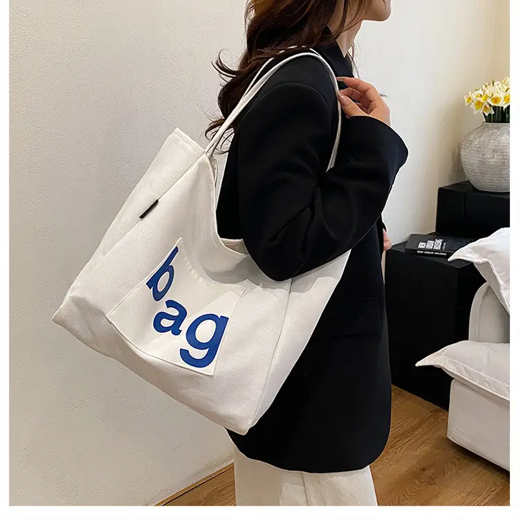 Women Canvas Tote Bag with "bag" Print — feature 13