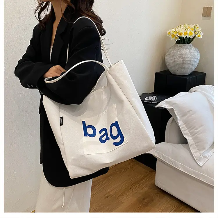 Women Canvas Tote Bag with "bag" Print — feature 15