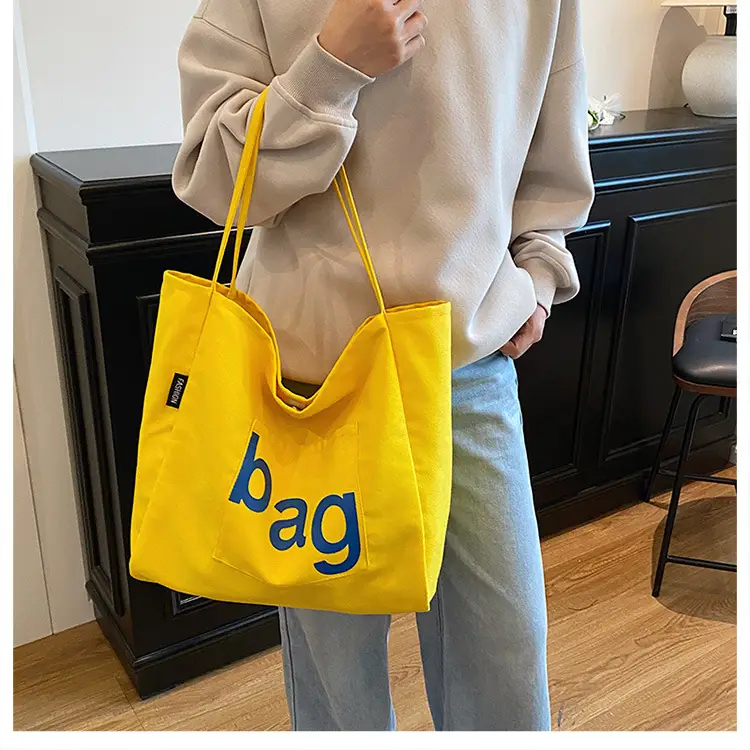 Women Canvas Tote Bag with "bag" Print — feature 19