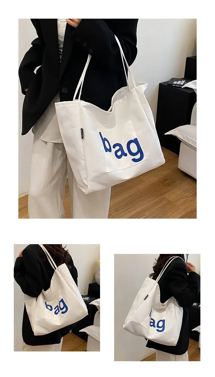 Women Canvas Tote Bag with "bag" Print — feature 9