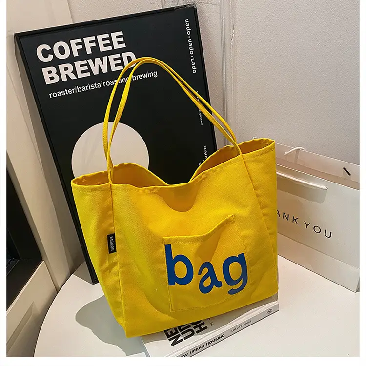 Women Canvas Tote Bag with "bag" Print - Image 4
