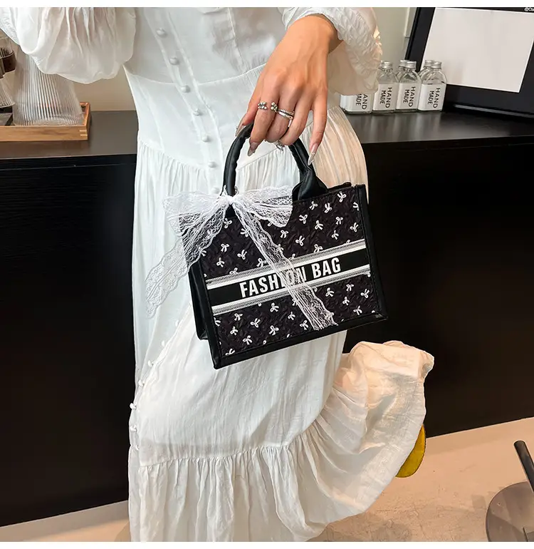 Women's Personalized Black Lace Shoulder Bag — feature 11