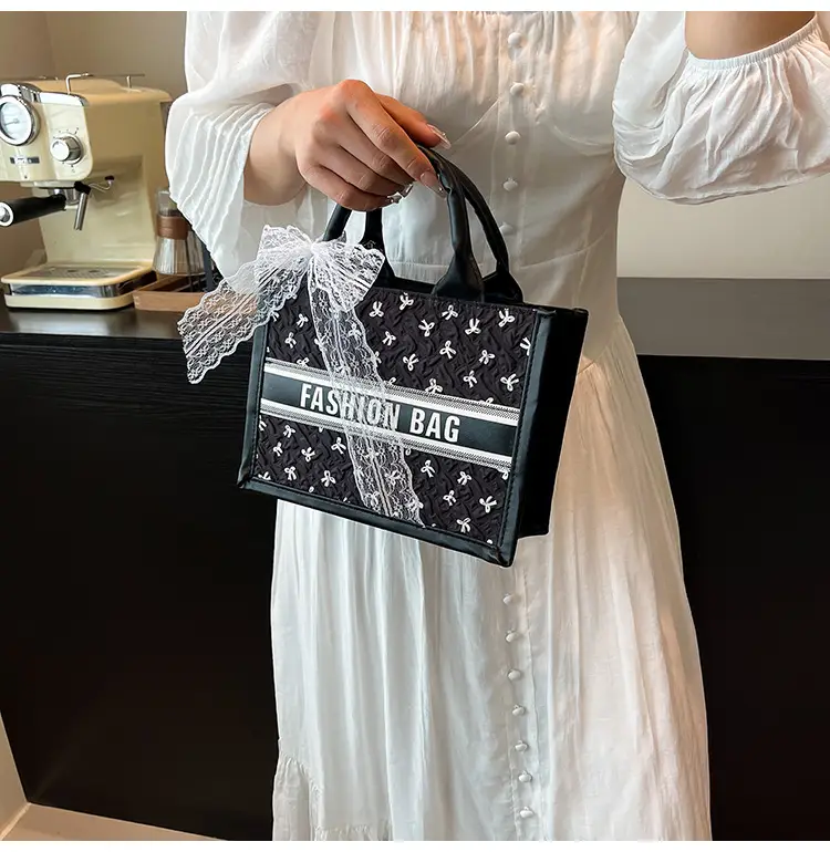 Women's Personalized Black Lace Shoulder Bag — feature 12