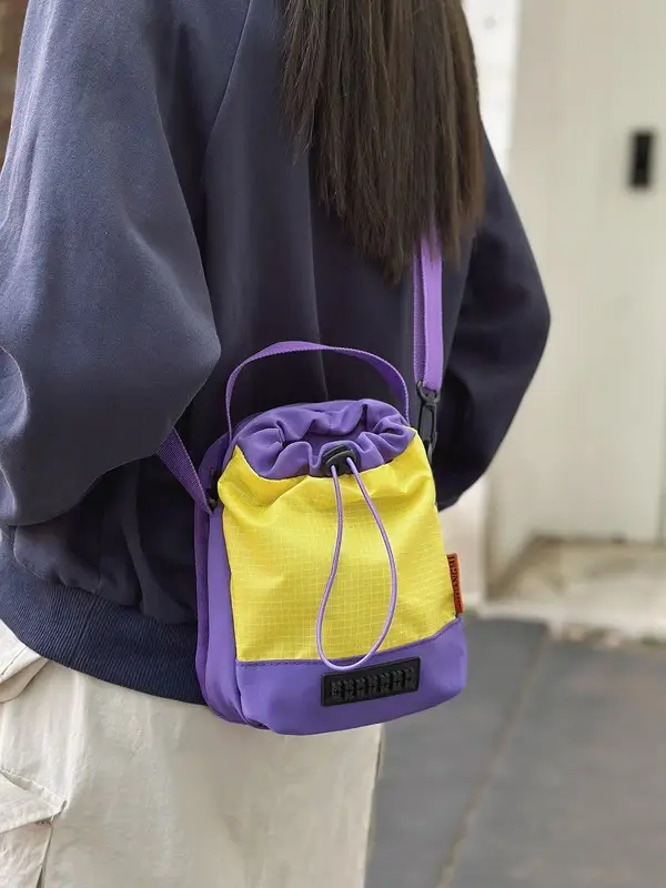 Women Drawstring Sports Bag Yellow Purple 2025 - Image 7