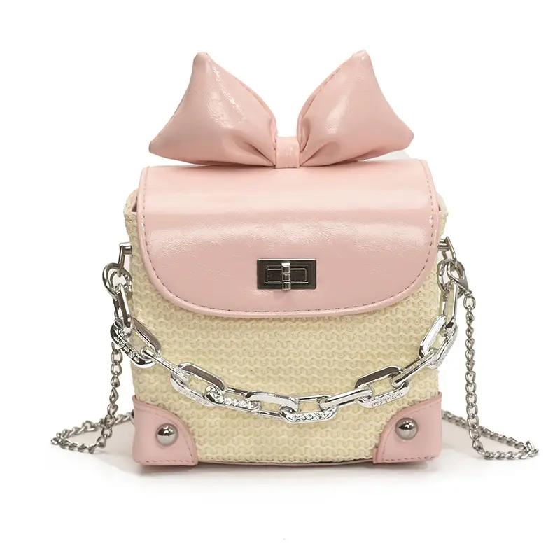 Women's Yellow Bow Shoulder Bag with Chain Crossbody - Image 11