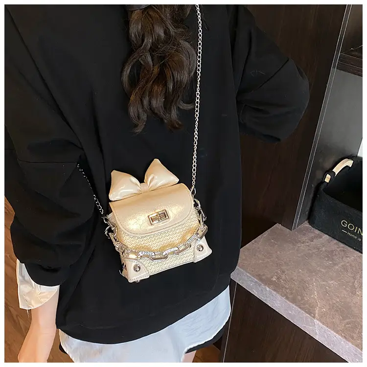 Women's Yellow Bow Shoulder Bag with Chain Crossbody — feature 19
