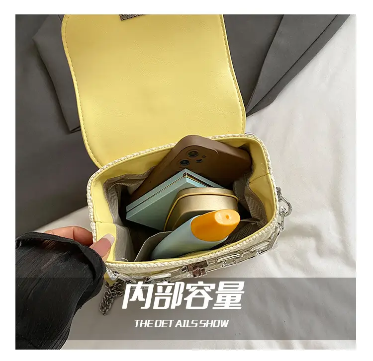 Women's Yellow Bow Shoulder Bag with Chain Crossbody — feature 9
