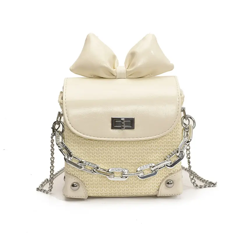 Women's Yellow Bow Shoulder Bag with Chain Crossbody - Image 2