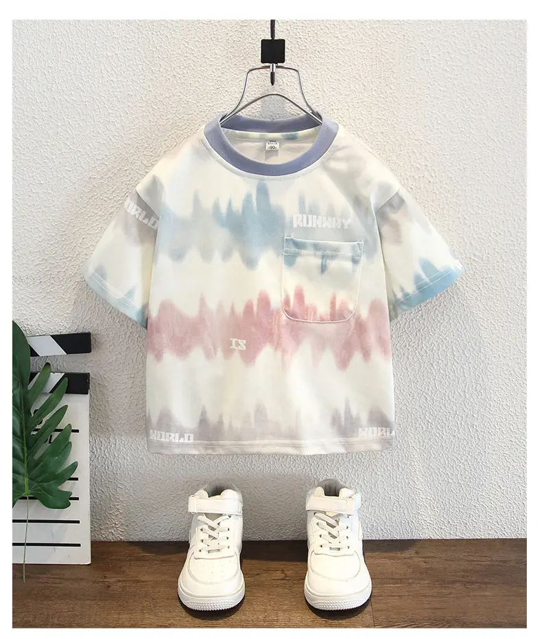 Boys Tie-Dye Cotton T-Shirt 2025 with Zip Pocket — feature 12