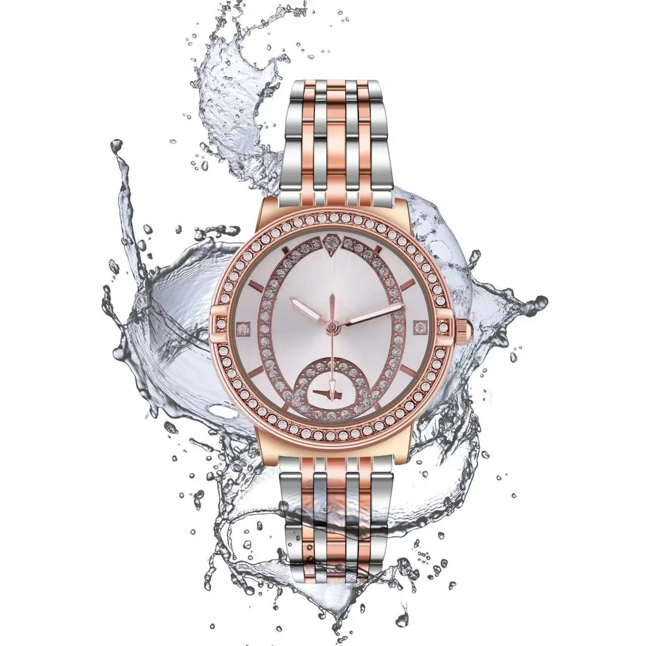 Women's Round Gold Watch with Diamond Inlay - Image 10