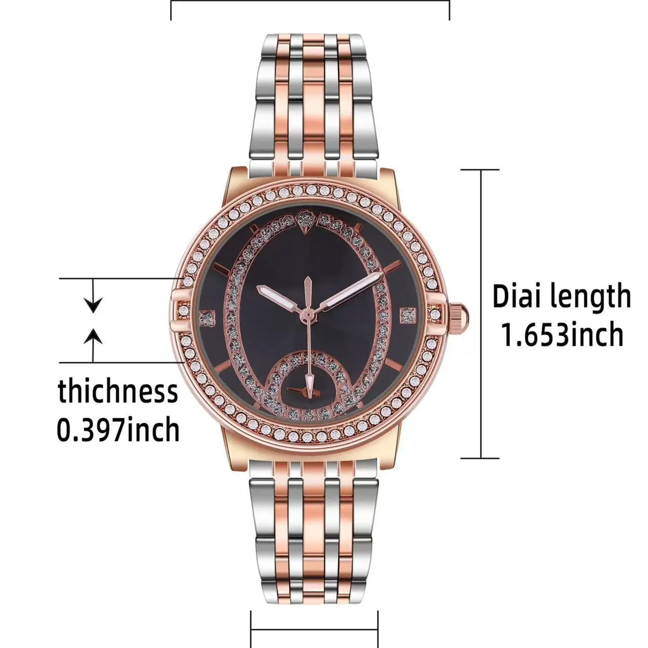 Women's Round Gold Watch with Diamond Inlay — feature 2