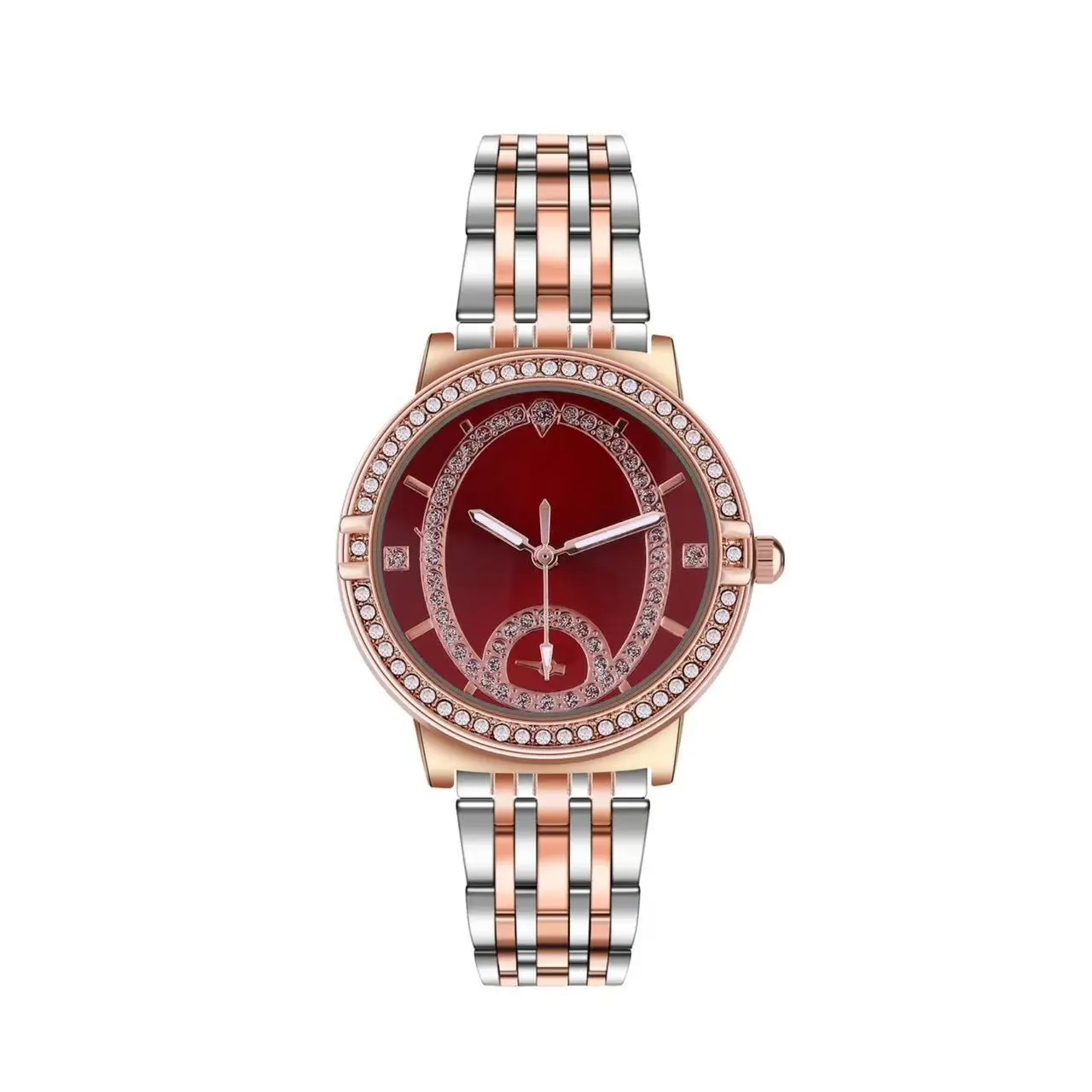 Women's Round Gold Watch with Diamond Inlay - Image 4