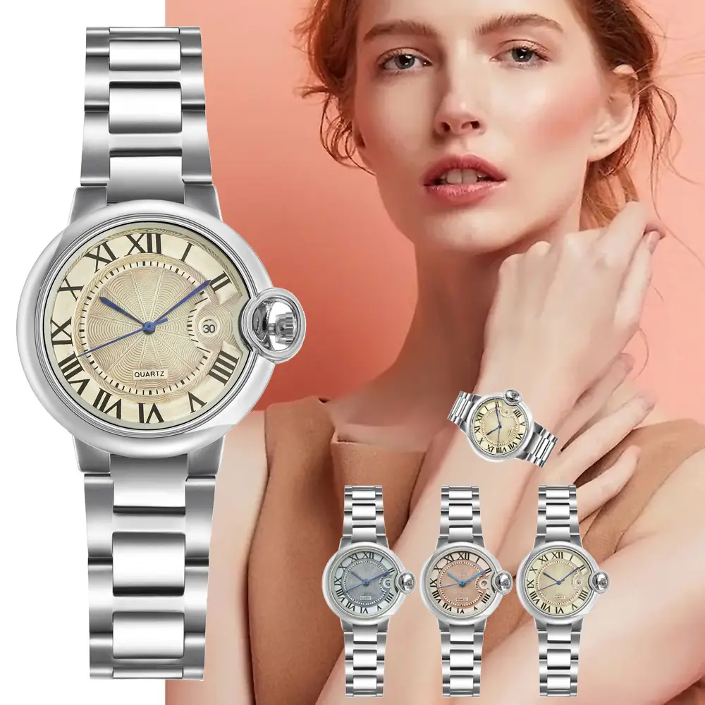 Classic Silver Watch for Women Men Waterproof Calendar Wristwatch - Image 4