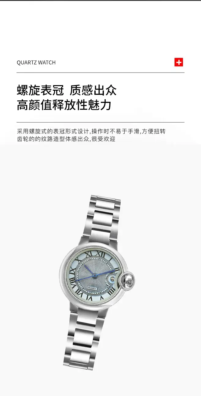 Classic Silver Watch for Women Men Waterproof Calendar Wristwatch — feature 6