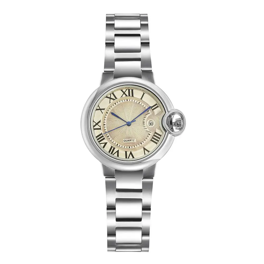 Classic Silver Watch for Women Men Waterproof Calendar Wristwatch - Image 2