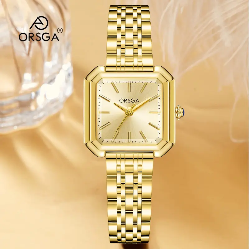 Orsga New Square Women's Watch Gold Silver Quartz Wristwatch
