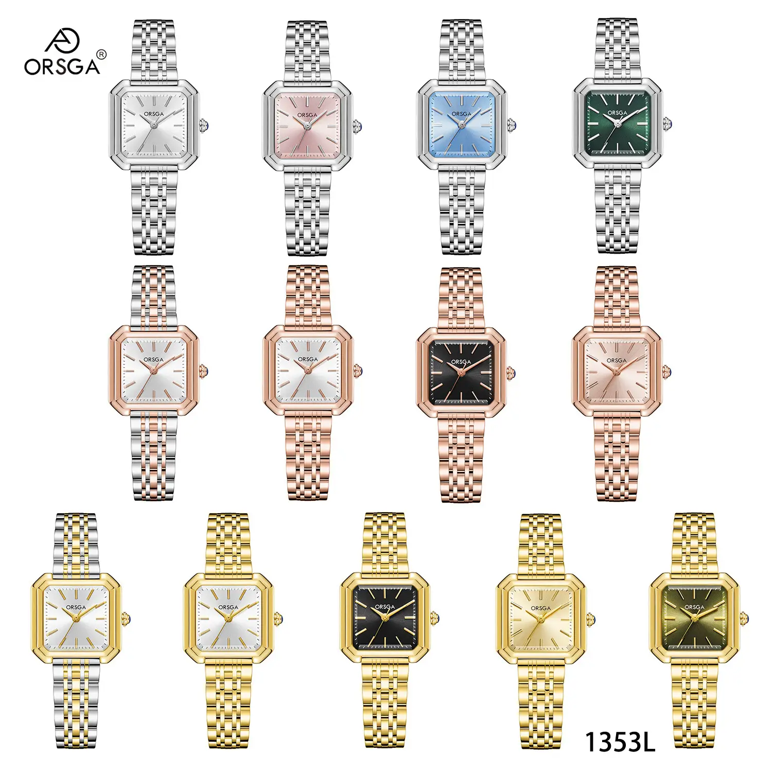 Orsga New Square Women's Watch Gold Silver Quartz Wristwatch