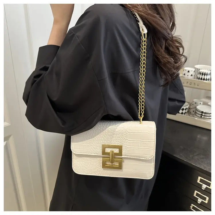 Green Crocodile Leather Chain Crossbody Bag for Women — feature 13